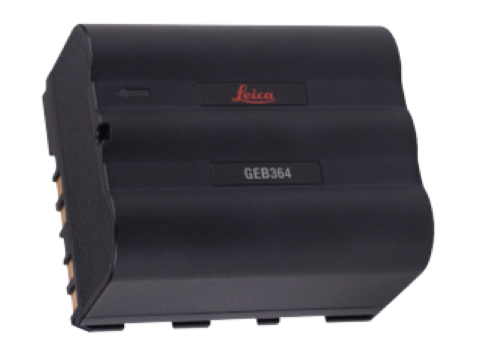Black Leica GEB364 rechargeable battery pack with red Leica logo