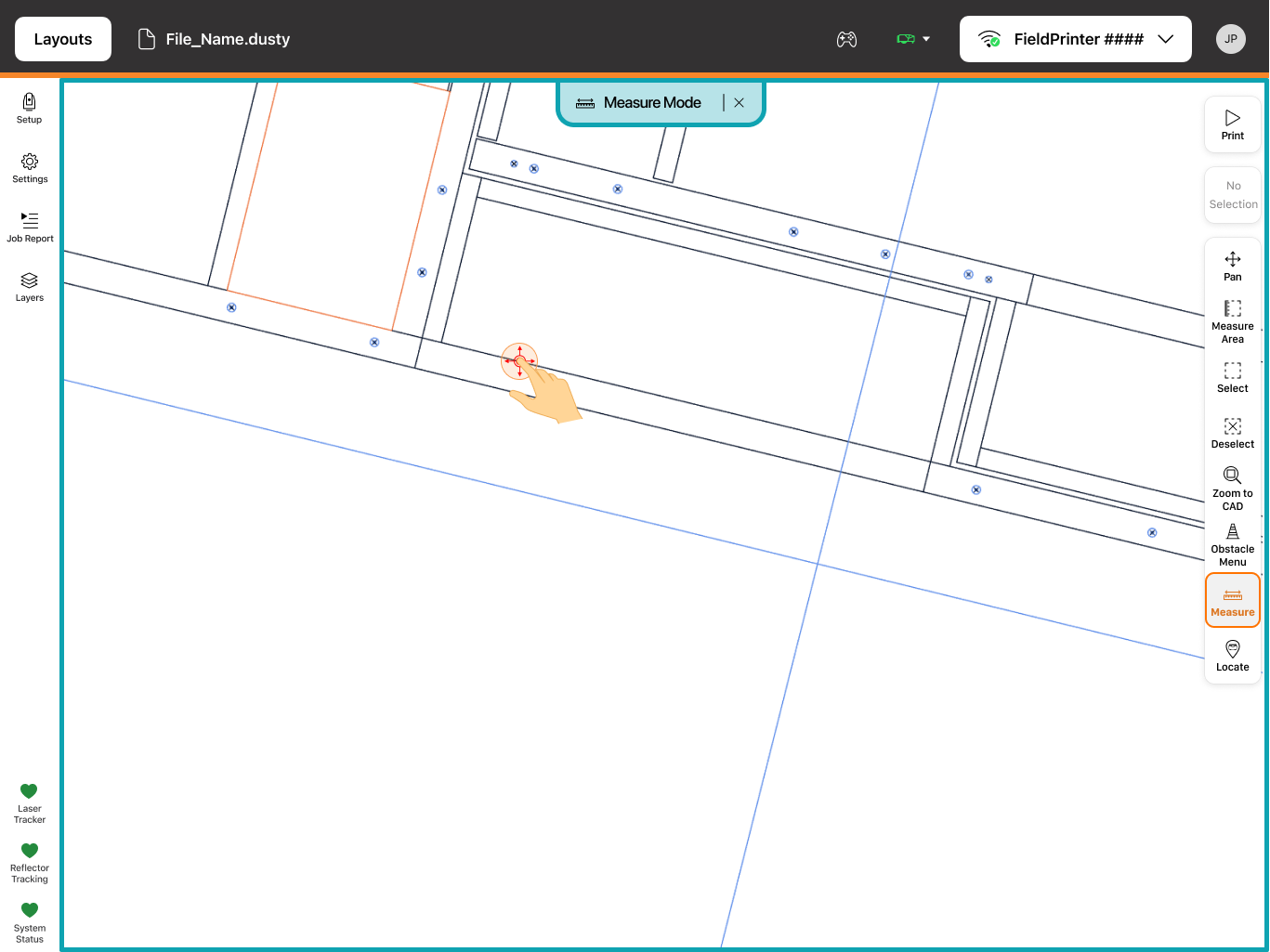 Selection of first measurement end point.