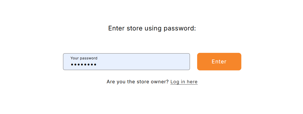 Ink Shop enter password page.