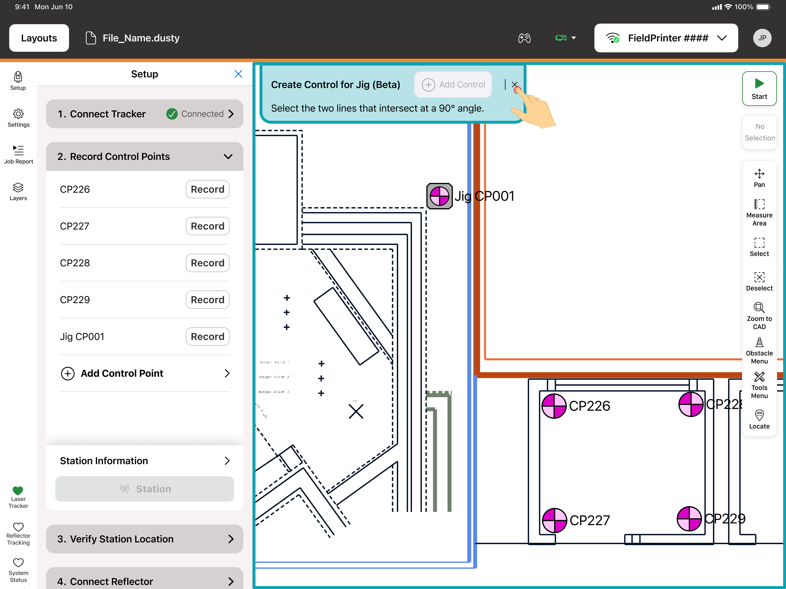 Closing Create Control for Jig mode.