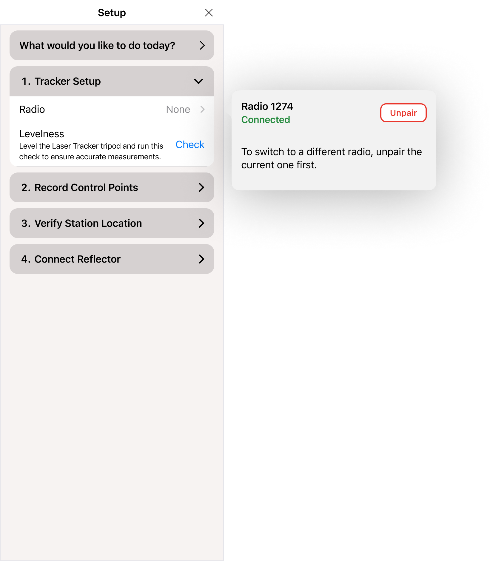 Dusty App showing Radio 1274 is connected.